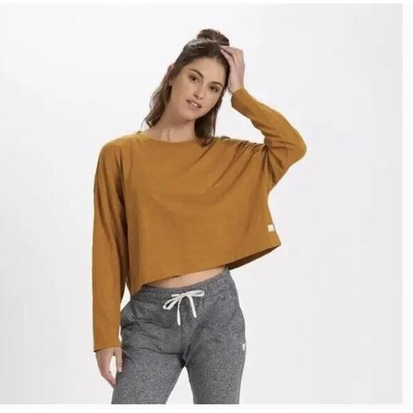 vuori Tops - Vuori Womens S Sundown Long Sleeve Relaxed Cropped Golden Rust Athleisure Top